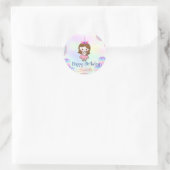 Verjaardag kawaii regenboog eenhoorn Party voor me Ronde Sticker (Tas)