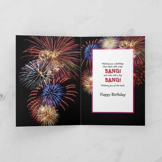 Verjaardag, Kerel, Blikje Bier, Vuurwerk Kaart (Binnen)