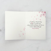 Verjaardag kersenbloesem tak met dauwdruppels kaart (Binnen)