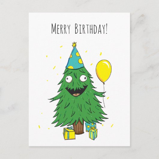 Verjaardag Kerstboom Ansichtkaart Briefkaart (Voorkant)
