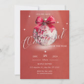 Verjaardag Kerstfeest Discoball Uitnodiging (Voorkant)