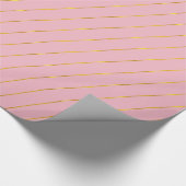 Verjaardag Kerstmis Gouden Strepen Glam Roze Gift Cadeaupapier (Hoek)
