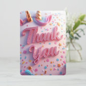 Verjaardag Kids Thank-You Kaart | matching party c (Staand voorkant)