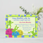 Verjaardag kikker bounce kaart (Staand voorkant)