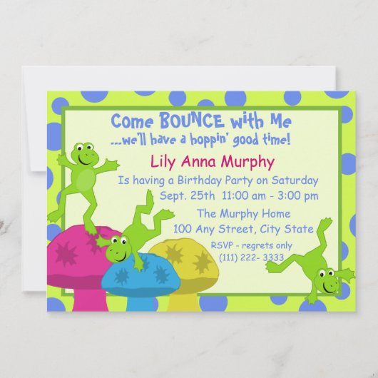 Verjaardag kikker bounce kaart (Voorkant)
