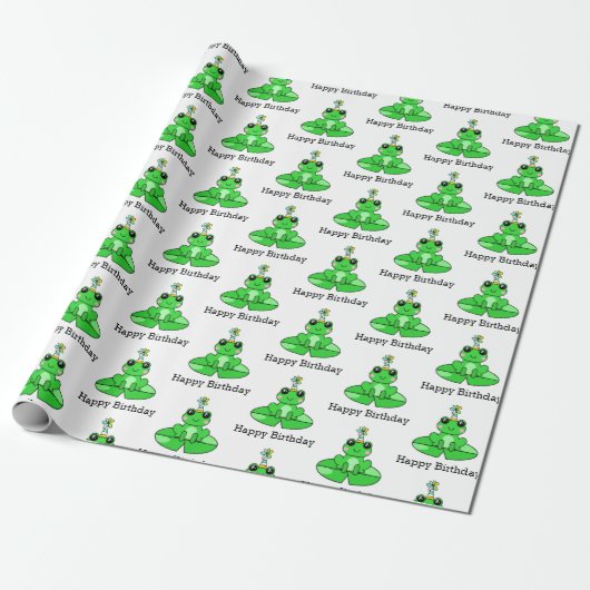 Verjaardag kikker  cadeaupapier (Uitgerold)