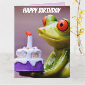 VERJAARDAG KIKKER GRAPPIGE WENSKAARTEN KAART (Gele Bloem)