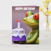 VERJAARDAG KIKKER GRAPPIGE WENSKAARTEN KAART (Gele Bloem)