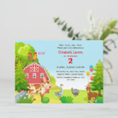 Verjaardag Kinder Boerderij Dier Themafeest Kaart (Staand voorkant)