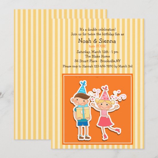 Verjaardag Kinder uitnodiging (Voorkant / Achterkant)