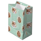 Verjaardag Kinderen Aangepaste Foto Mint Hartjes Medium Cadeauzakje (Voorkant Gekanteld)
