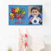 Verjaardag Kinderen Blauw Geel Rood Foto Spandoek (Insitu)
