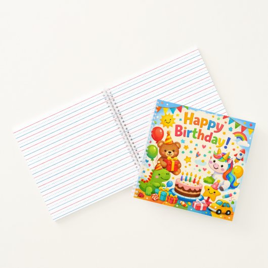Verjaardag Kinderen Feest Notebook Notitieboek (Binnen)