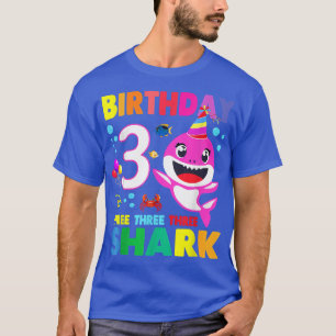 Verjaardag Kinderen Haai 3 Jaar Oud 3e Verjaardag T-shirt