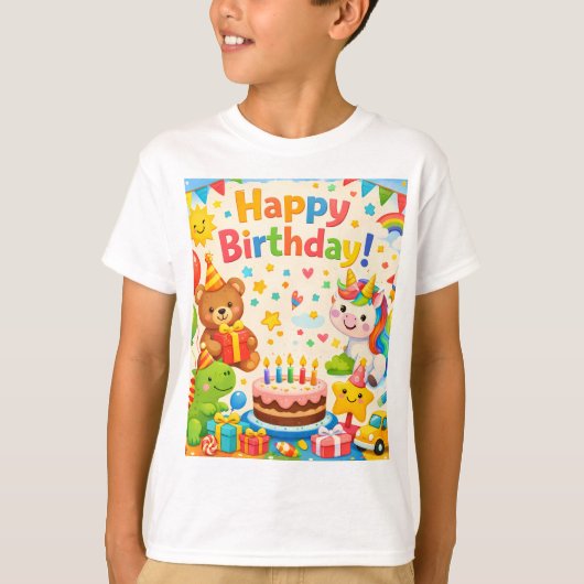 Verjaardag Kinderen Party T-Shirt (Voorkant)