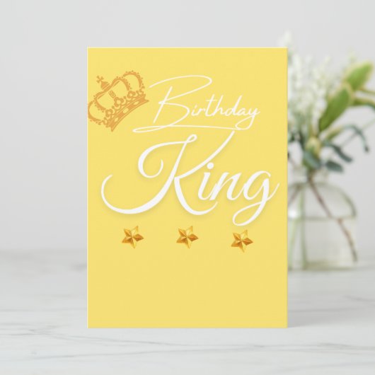 Verjaardag King Crown Design - Elegant script Kaart (Staand voorkant)