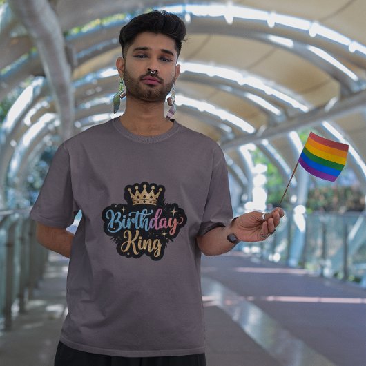 Verjaardag King Glitter Crown Mannen T-shirt