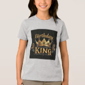 Verjaardag King Golden Crown Boy's Tri-Blend Shirt (Voorkant)