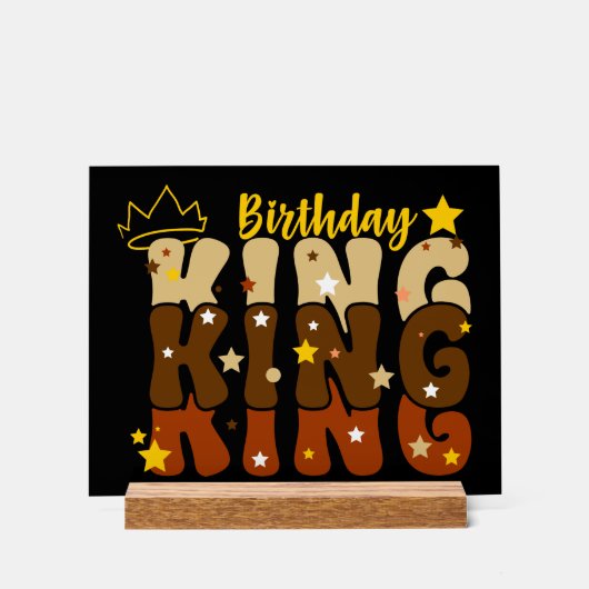 Verjaardag King Groovy Typo Acryl Bord (Voorkant)