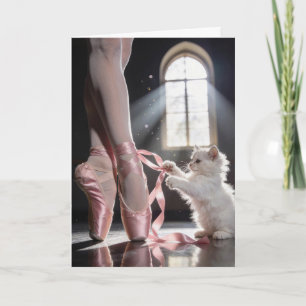 Verjaardag Kitten die een Ballerina Slipper Losmaa Kaart