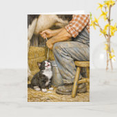Verjaardag Kitten Drinkt Koeienmelk Kaart (Gele Bloem)
