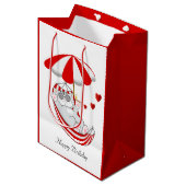 Verjaardag Kitten in Rood & Wit Hangmat Midden Ges Medium Cadeauzakje (Voorkant Gekanteld)