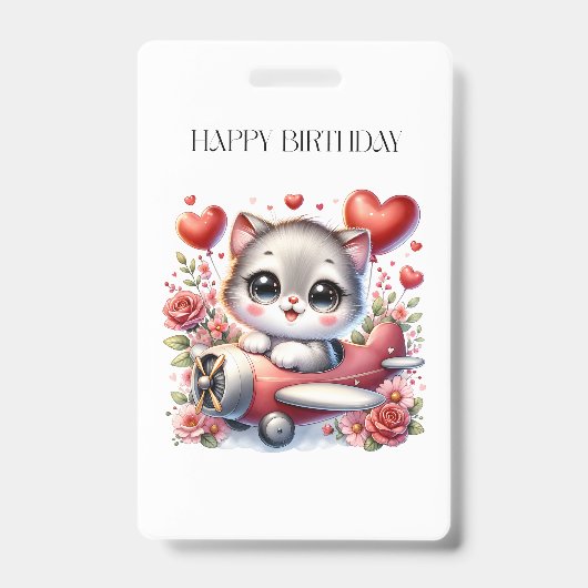 Verjaardag Kitten Piloot Badge (Voorzijde)