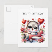Verjaardag Kitten Piloot Briefkaart (Voorkant / Achterkant)