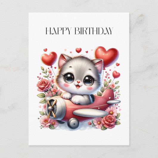 Verjaardag Kitten Piloot Briefkaart (Voorkant)