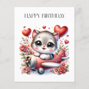 Verjaardag Kitten Piloot Flyer