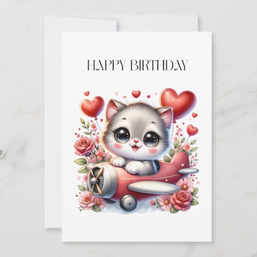 Verjaardag Kitten Piloot Kaart (Voorkant)