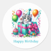 Verjaardag Kitten Stickers (Voorkant)