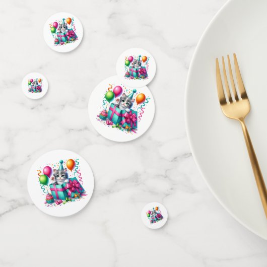 Verjaardag Kitten Tafel Confetti (Groep)