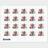 Verjaardag Kitty Met Cadeau Doos 🐱 Vierkante Sticker (Vel)