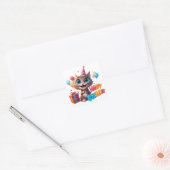 Verjaardag Kitty Met Cadeau Doos 🐱 Vierkante Sticker (Envelop)