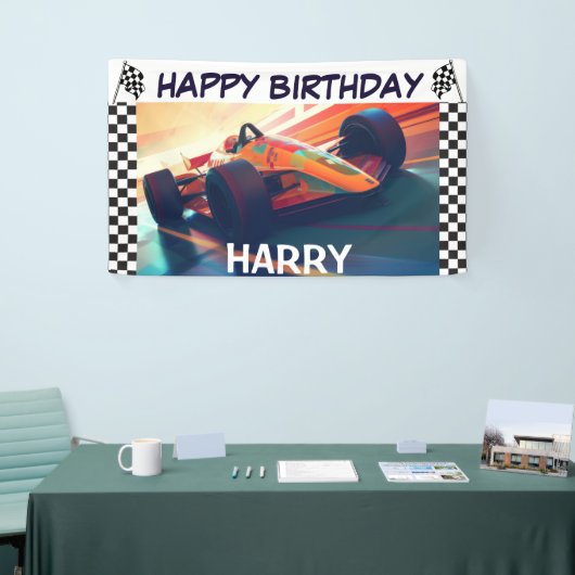 VERJAARDAG KLASSIEKE RACEAUTO BANNER (Beurs)