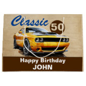 Verjaardag, klassieke spier auto groot cadeauzakje (Voorkant)