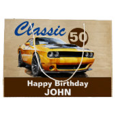 Verjaardag, klassieke spier auto groot cadeauzakje (Achterkant)