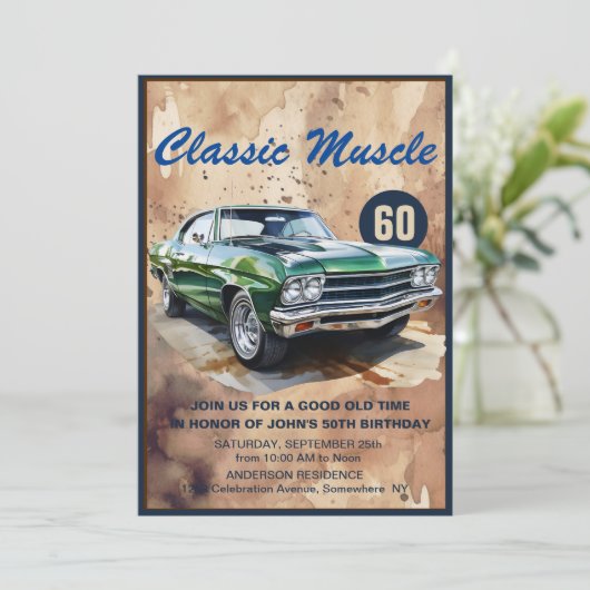 Verjaardag Klassieke Spier Auto Kaart (Staand voorkant)