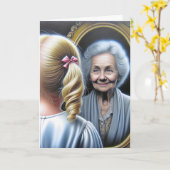 Verjaardag Klein Meisje en Oude Dame Kaart (Gele Bloem)