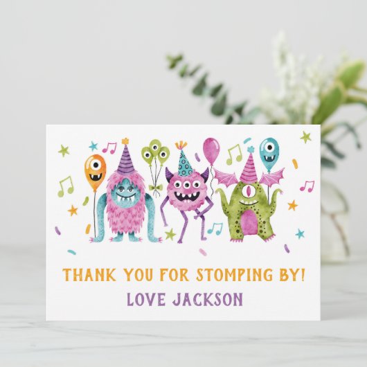 Verjaardag Klein Monster Bedankkaart (Staand voorkant)