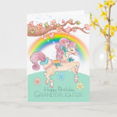 Verjaardag kleindochter met een lieve steigende Po Kaart (Gele Bloem)