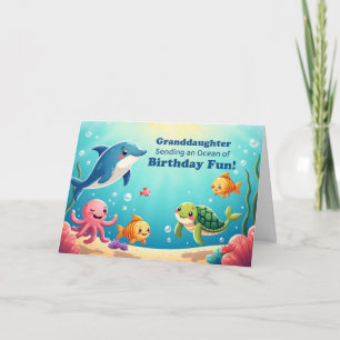 Verjaardag kleindochter Oceaaan van plezier Vissen Kaart
