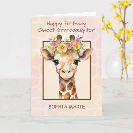 Verjaardag kleindochter personaliseren Safari Oerw Kaart (Gele Bloem)