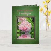 Verjaardag, kleindochter, roze pioenen / reflectie kaart (Gele Bloem)