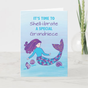Verjaardag Kleindochter van Oma Zeemeermin Glitter Kaart