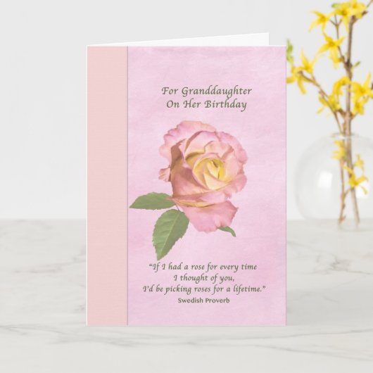 Verjaardag, kleindochter, Vrede Roos Kaart (Gele Bloem)