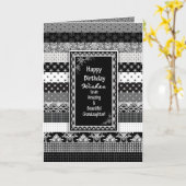 Verjaardag, KLEINDOCHTER, Zwart/Wit Print Lagen Kaart (Gele Bloem)