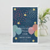 Verjaardag kleine Miss Independent vuurwerkballon Kaart (Staand voorkant)