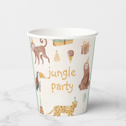 Verjaardag kleine Oerwouden Papieren Bekers (Voorkant)